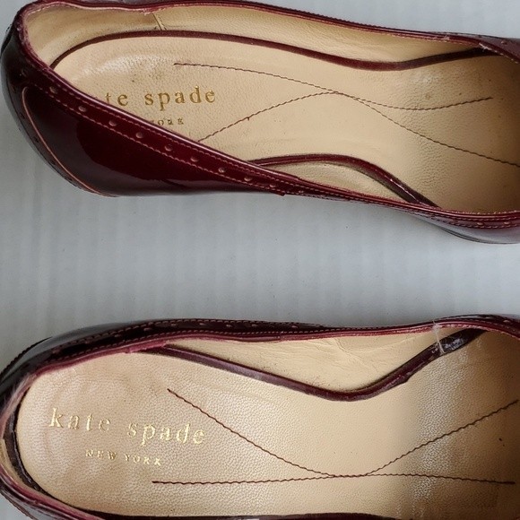 Kate Spade Burgundy Giselle Patent Leather Peep Toe Pump - Picture 3 of 7